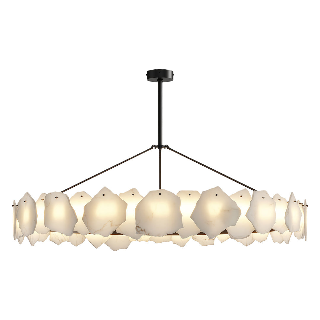 Cloud Stone LED Chandelier — Full Copper, Three-Color Dimming (3000K/4000K/6000K), Round & Rectangular