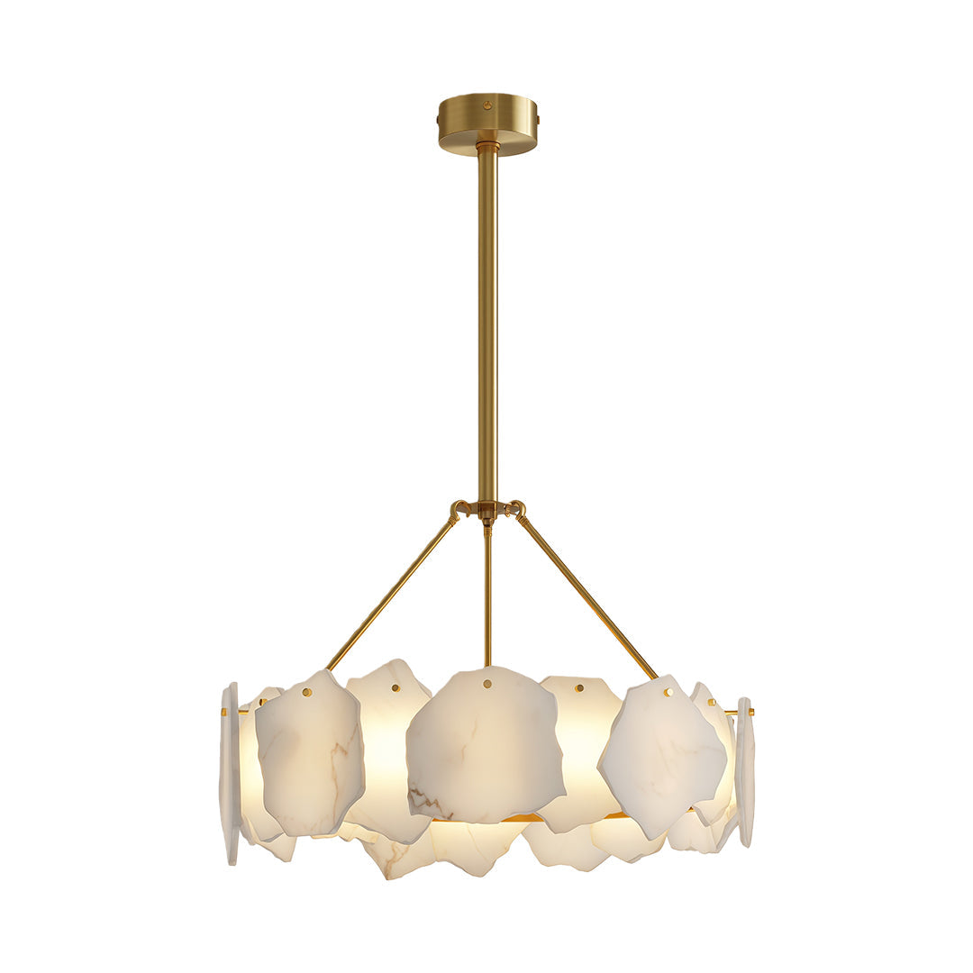 Cloud Stone LED Chandelier — Full Copper, Three-Color Dimming (3000K/4000K/6000K), Round & Rectangular