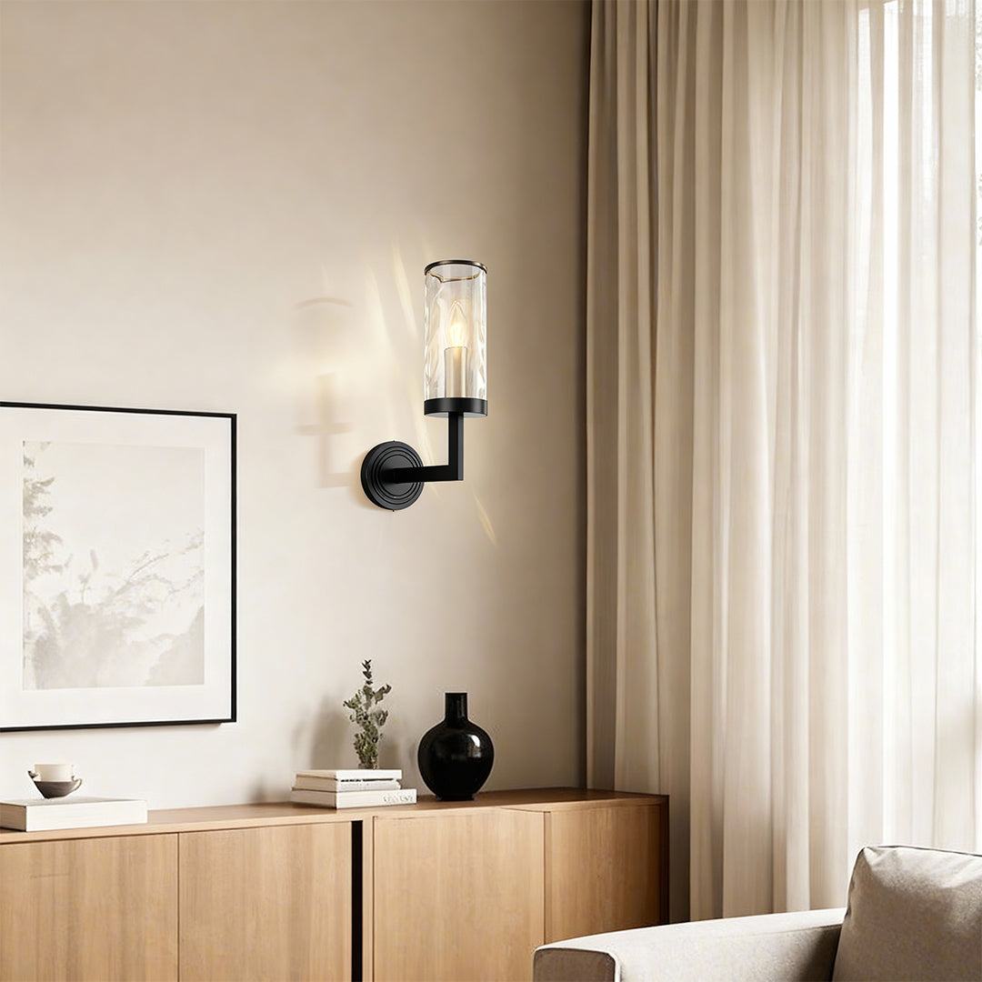 Minimalist Copper Wall Sconce — Transparent Glass Shade, E14, Hardwired, 4.72" × 15.35"