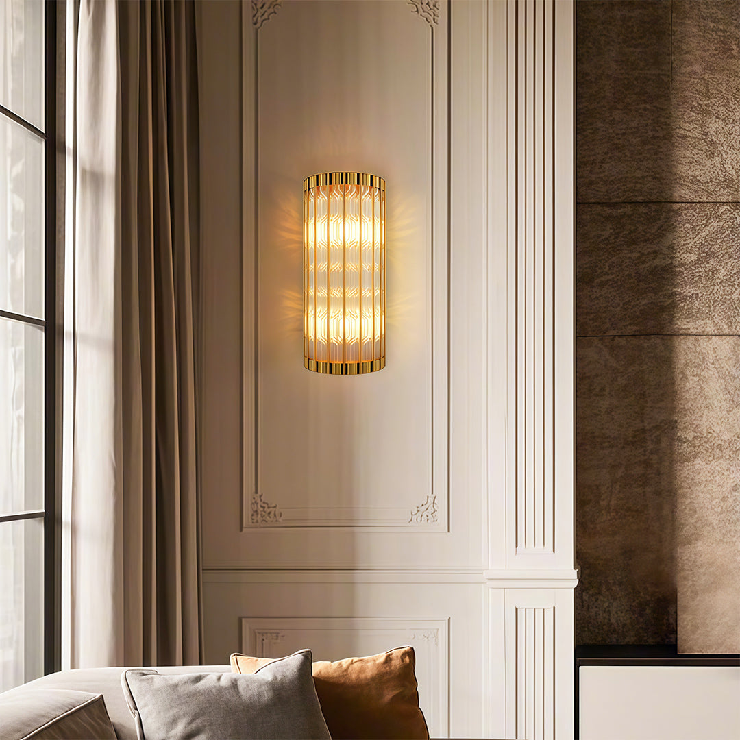 Linear Wall Sconce — Solid Brass and Glass, E14, Hardwired, 15.7" or 23.6"