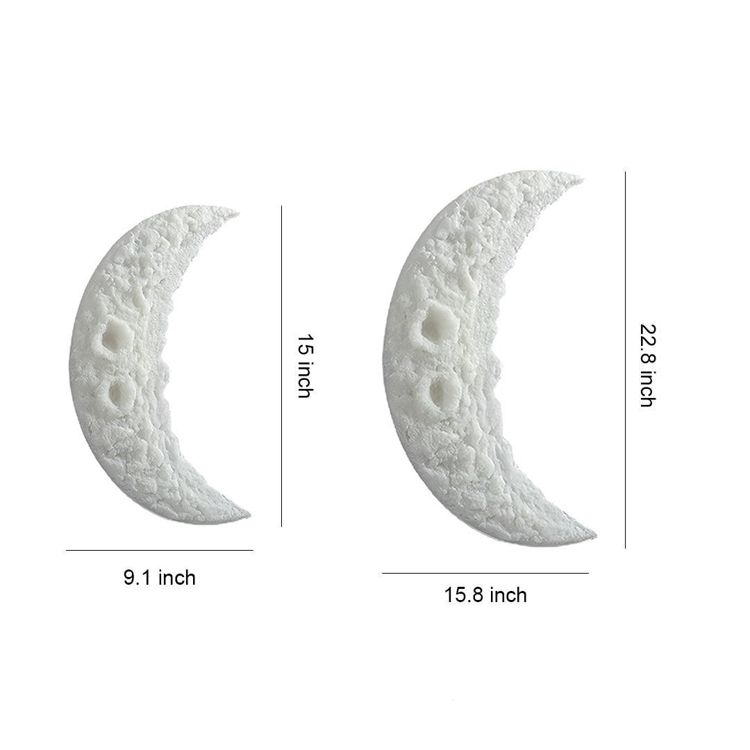 Crescent Moon Diffused Wall Sconce — White Resin & Acrylic, LED, 3-Step Dimming, 12W / 19W, 38cm / 58cm