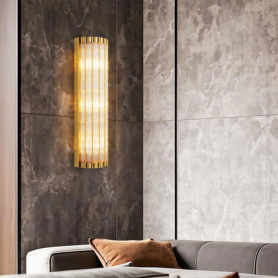 Linear Wall Sconce — Solid Brass and Glass, E14, Hardwired, 15.7" or 23.6"