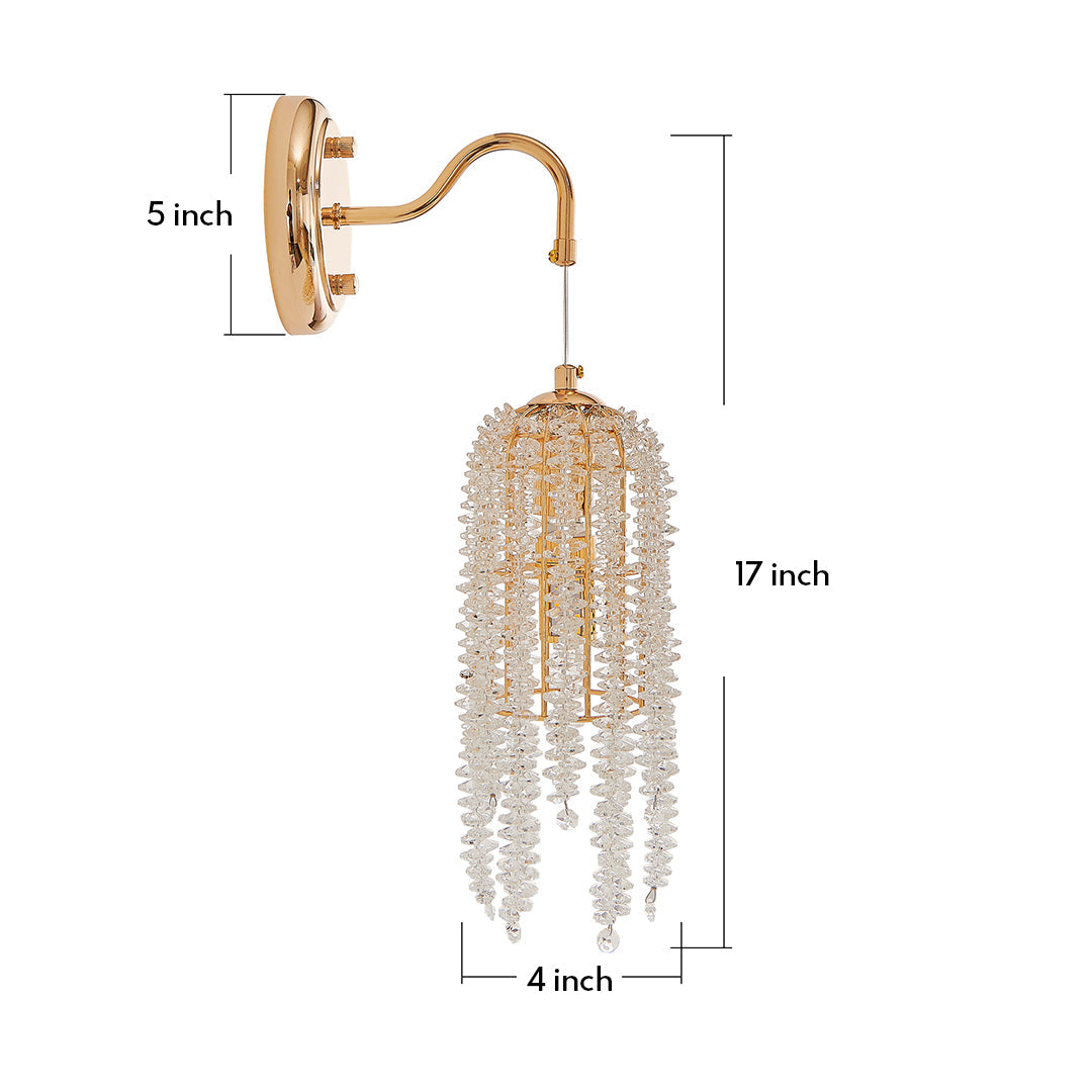 Crystal Accent Diffused Wall Sconce — Gold Hardware, E12, Hardwired, 7.68" × 16.54"