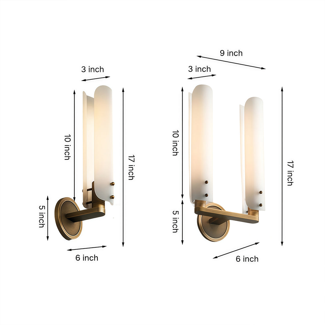 Art Deco Linear Wall Sconce — Solid Brass and Glass, E14, 3-Step Dimming, 1-, 2-, or 4-Light