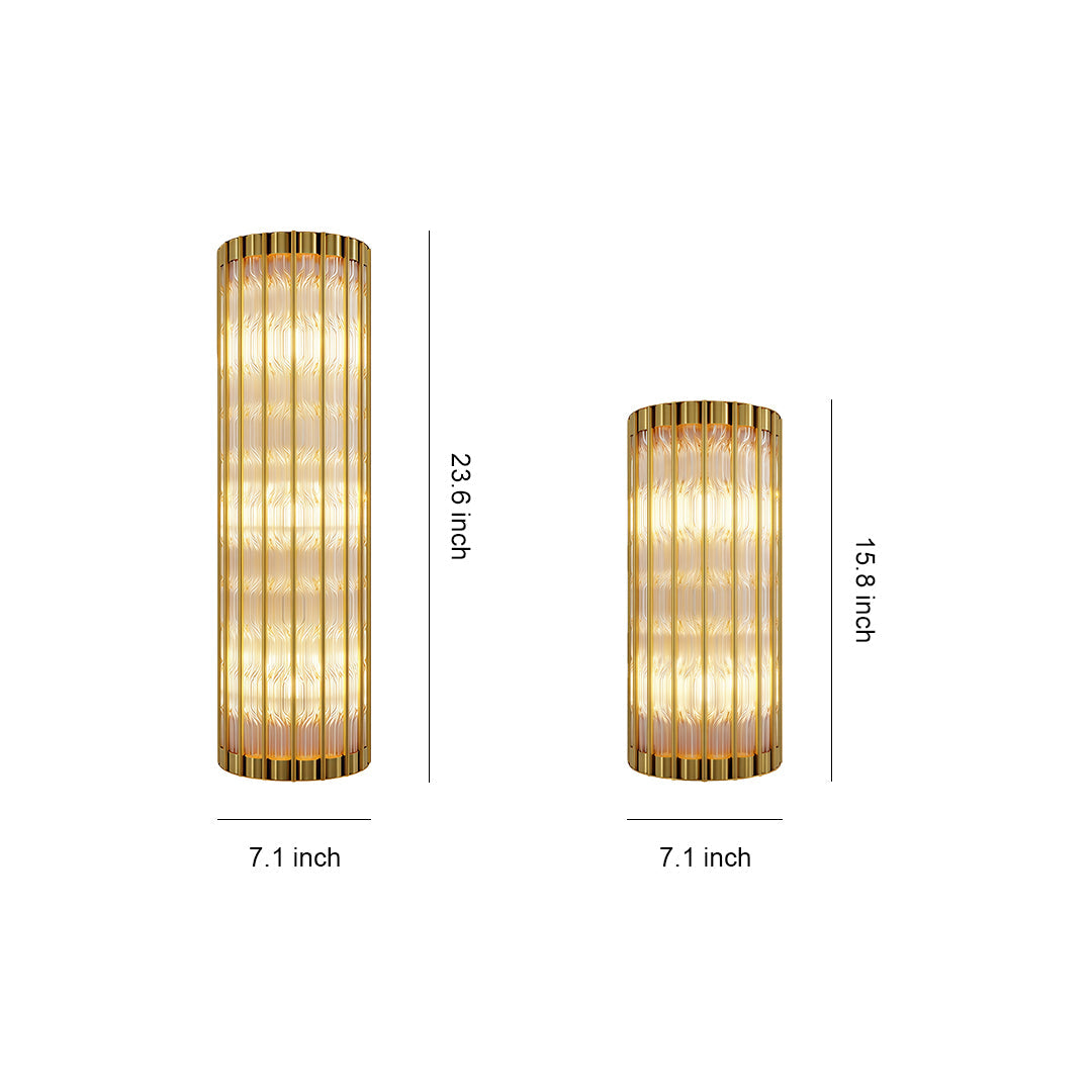 Linear Wall Sconce — Solid Brass and Glass, E14, Hardwired, 15.7" or 23.6"