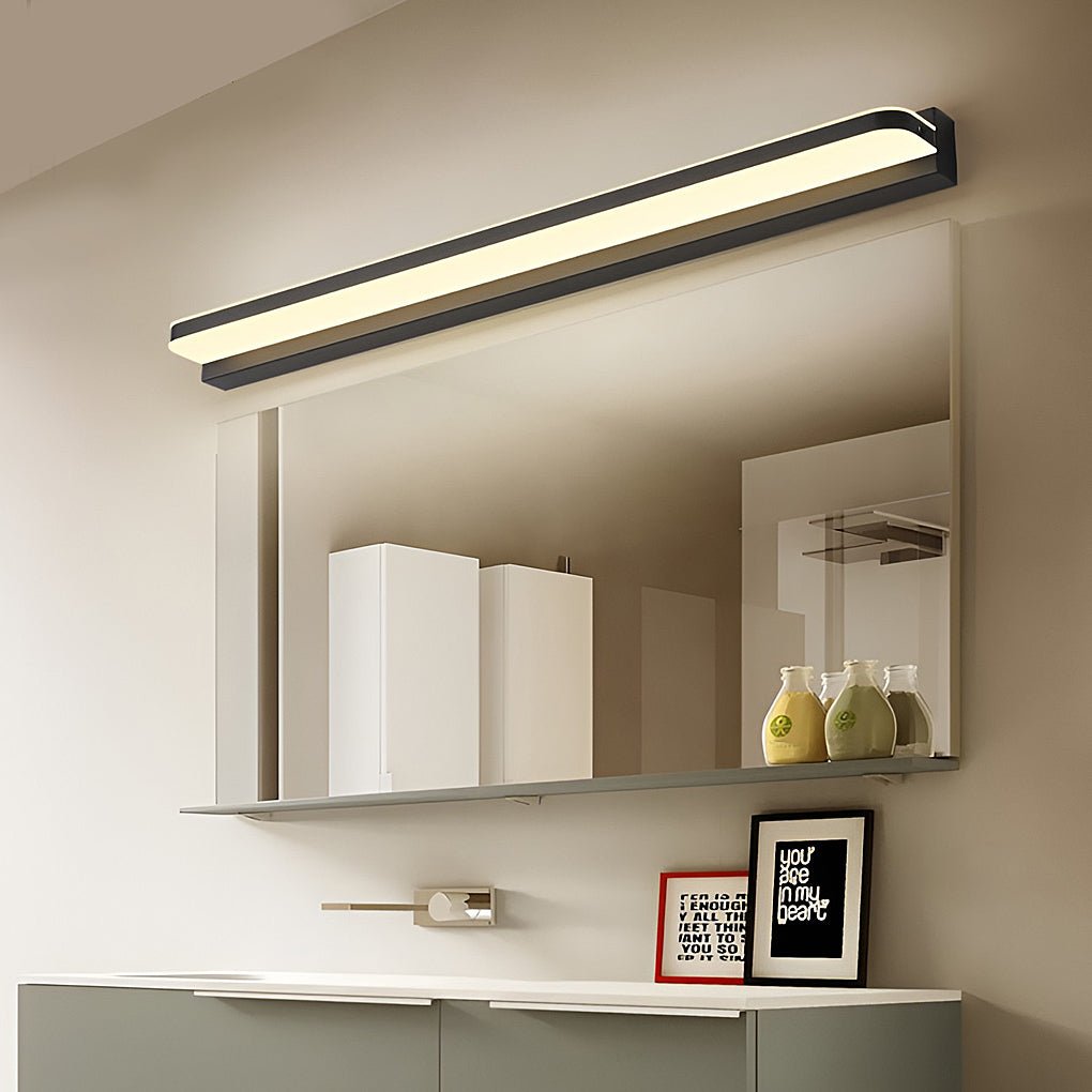 wall mounted led bathroom vanity light with polished iron trim