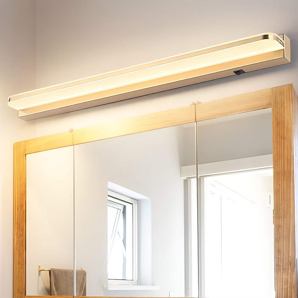 wall mounted led bathroom vanity light with polished iron trim