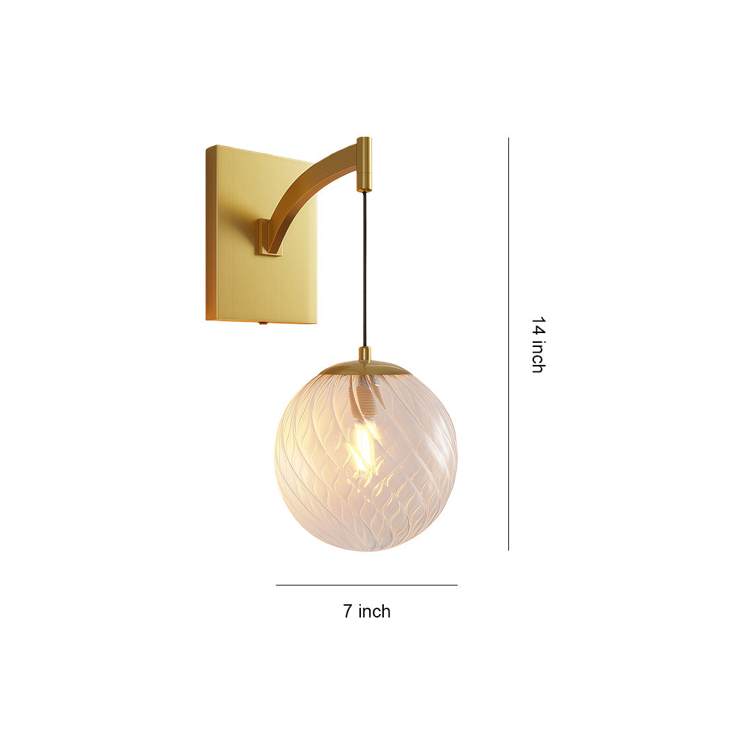 Glass Ball Wall-Mounted Pendant Sconce — Copper Frame, G9, Clear Glass Shade