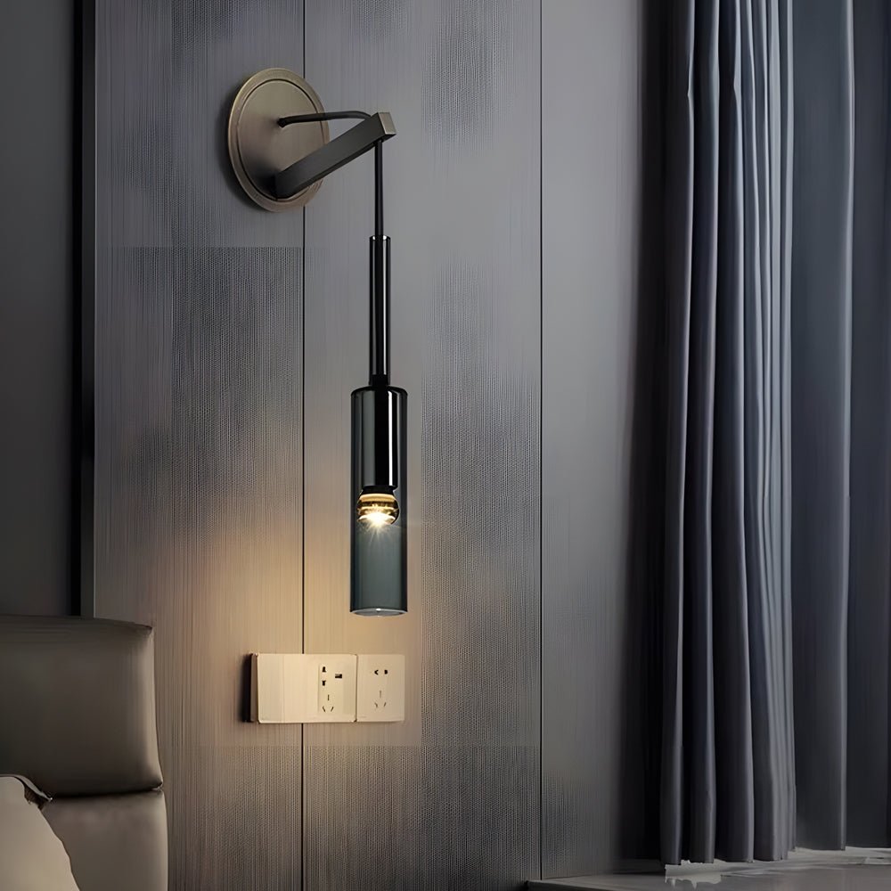 wall mounted sconce with suspending cord nordic copper finish for stairway lighting