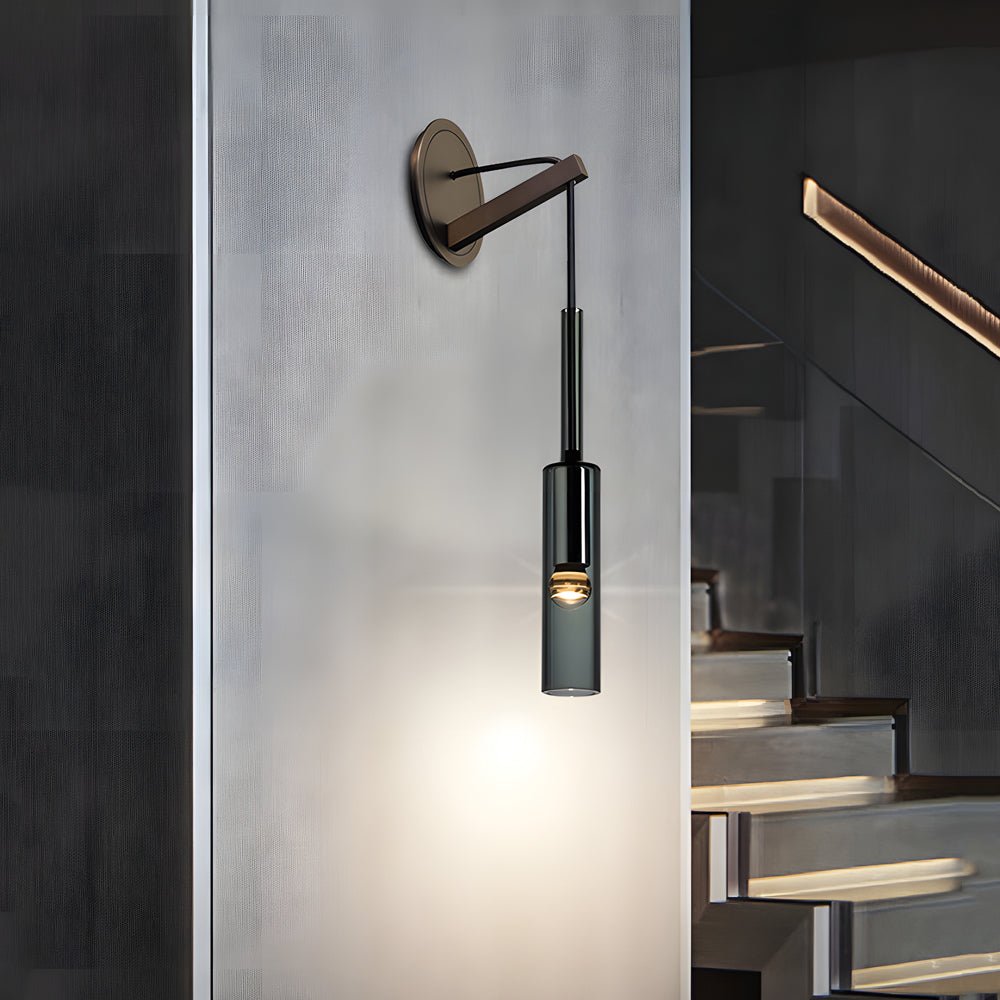 wall mounted sconce with suspending cord nordic copper finish for stairway lighting