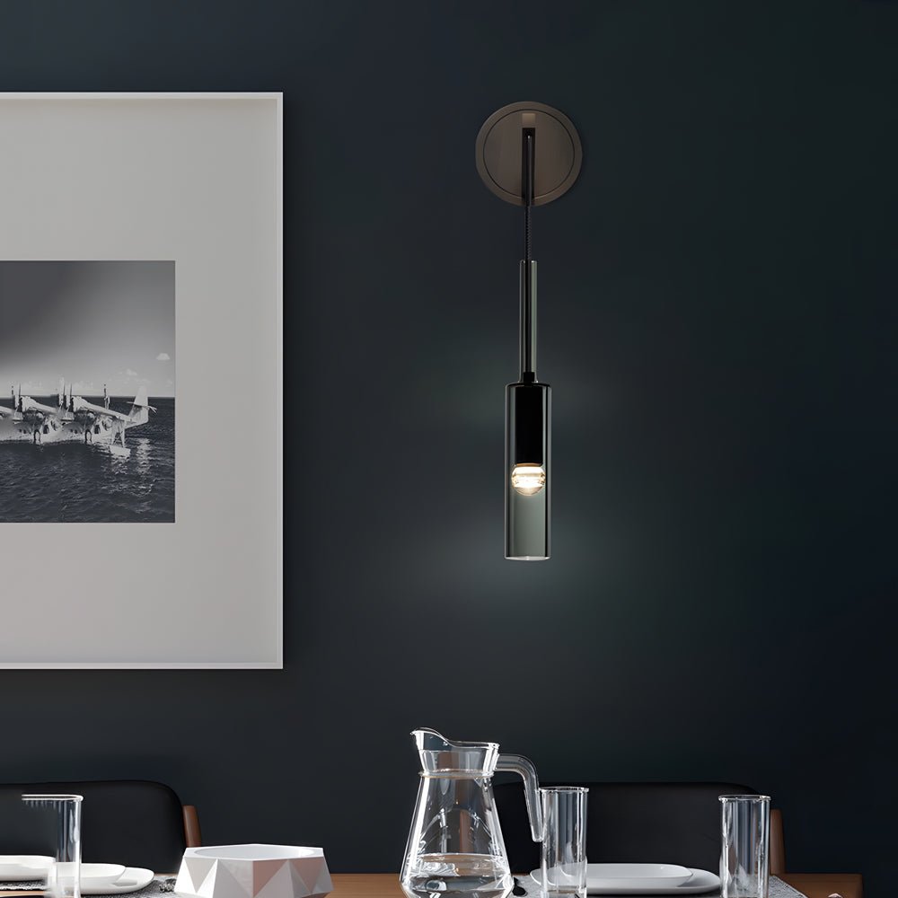 wall mounted sconce with suspending cord nordic copper finish for stairway lighting