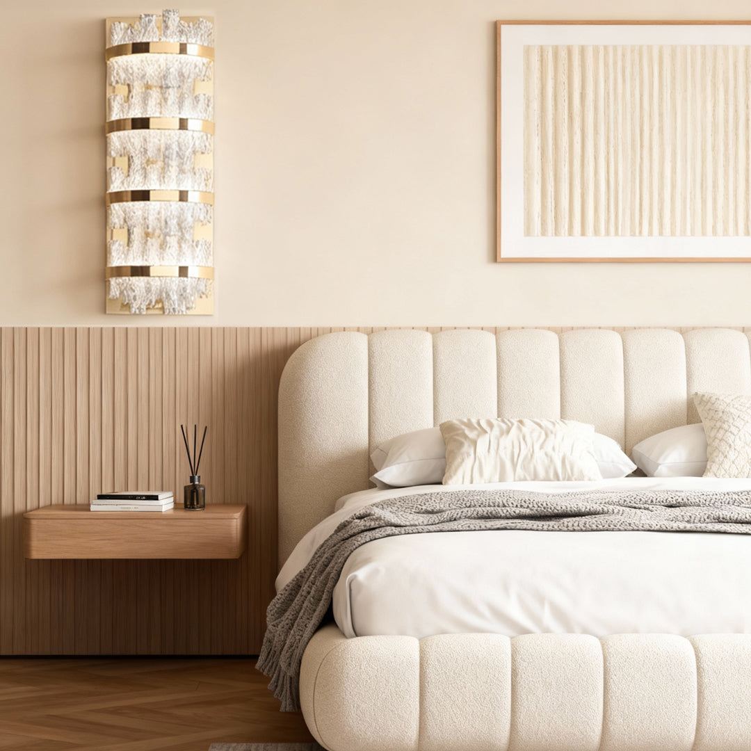 Modern Glass Wall Sconce — Stainless Steel, Champagne Gold, Three-Color Dimming (3000K/4500K/6000K), 1- or 4-Light