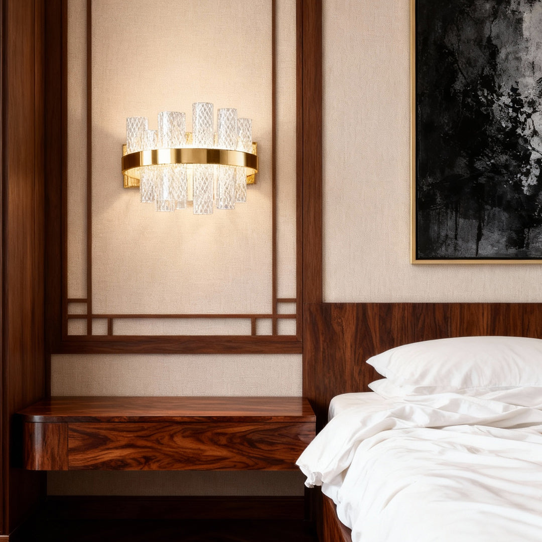Modern Glass Wall Sconce — Stainless Steel, Champagne Gold, Three-Color Dimming (3000K/4500K/6000K), 1- or 4-Light