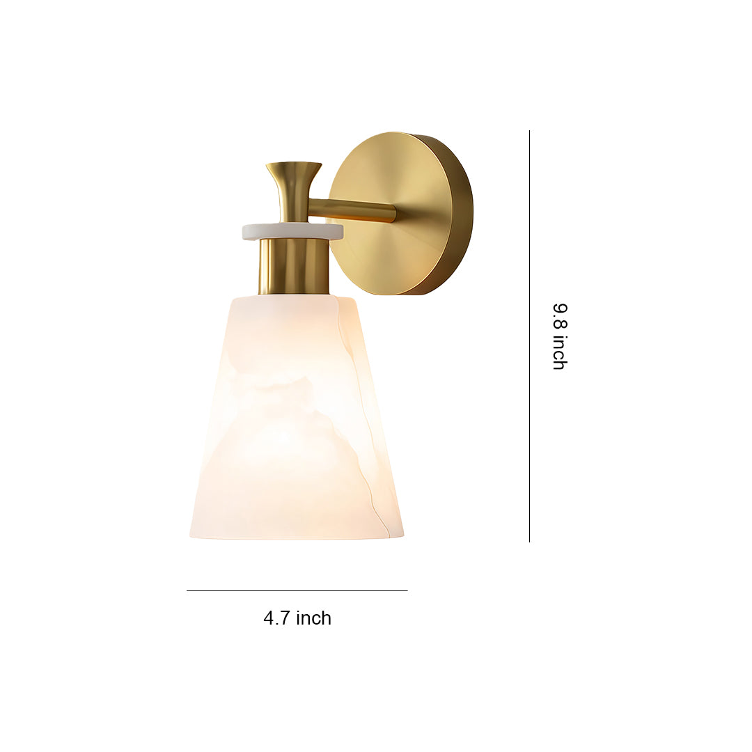 Minimalist Brass and Marble Wall Sconce — Copper Finish, E14, Hardwired