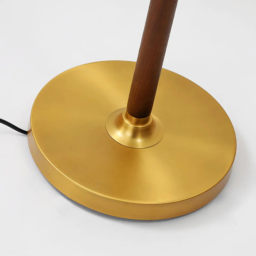 Elegant American Retro Standing Lamp with Walnut Base and Fabric Shade Luxe