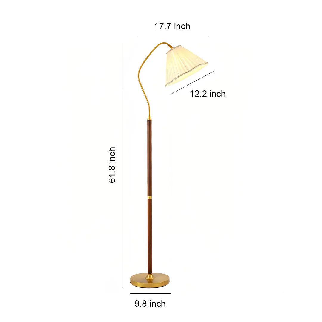 Elegant American Retro Standing Lamp with Walnut Base and Fabric Shade Luxe
