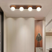walnut flush mounted ceiling light with 234 milky white glass globes