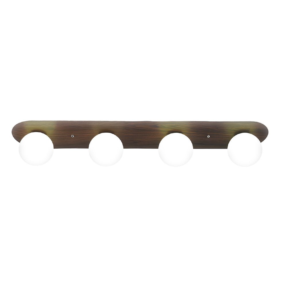 walnut flush mounted ceiling light with 234 milky white glass globes