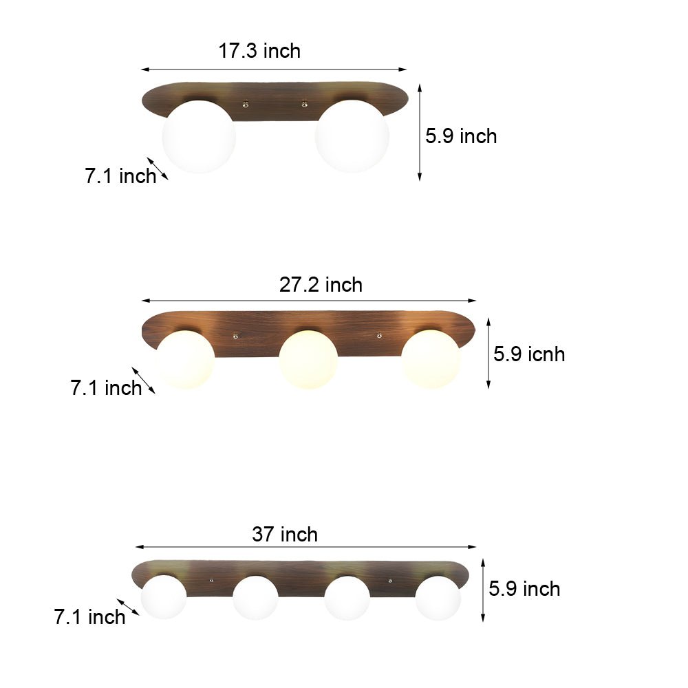 walnut flush mounted ceiling light with 234 milky white glass globes