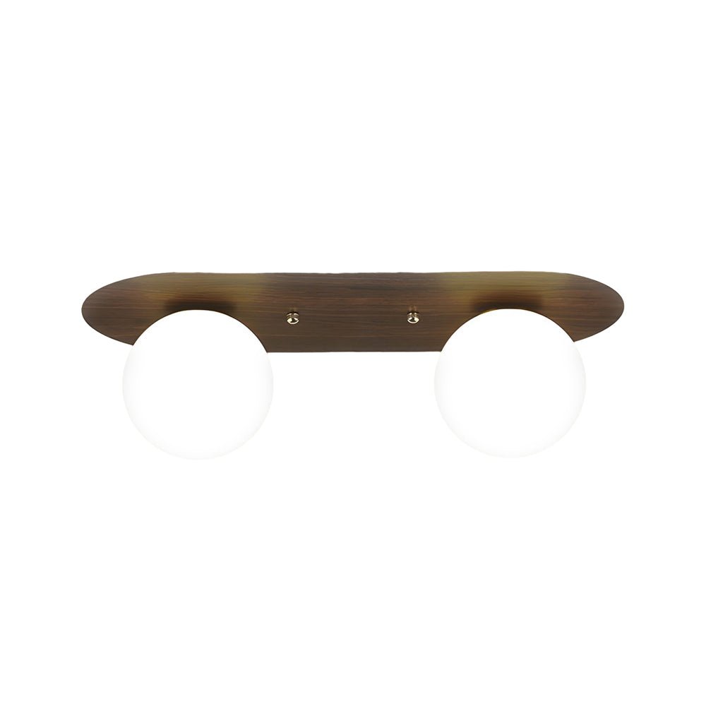 walnut flush mounted ceiling light with 234 milky white glass globes