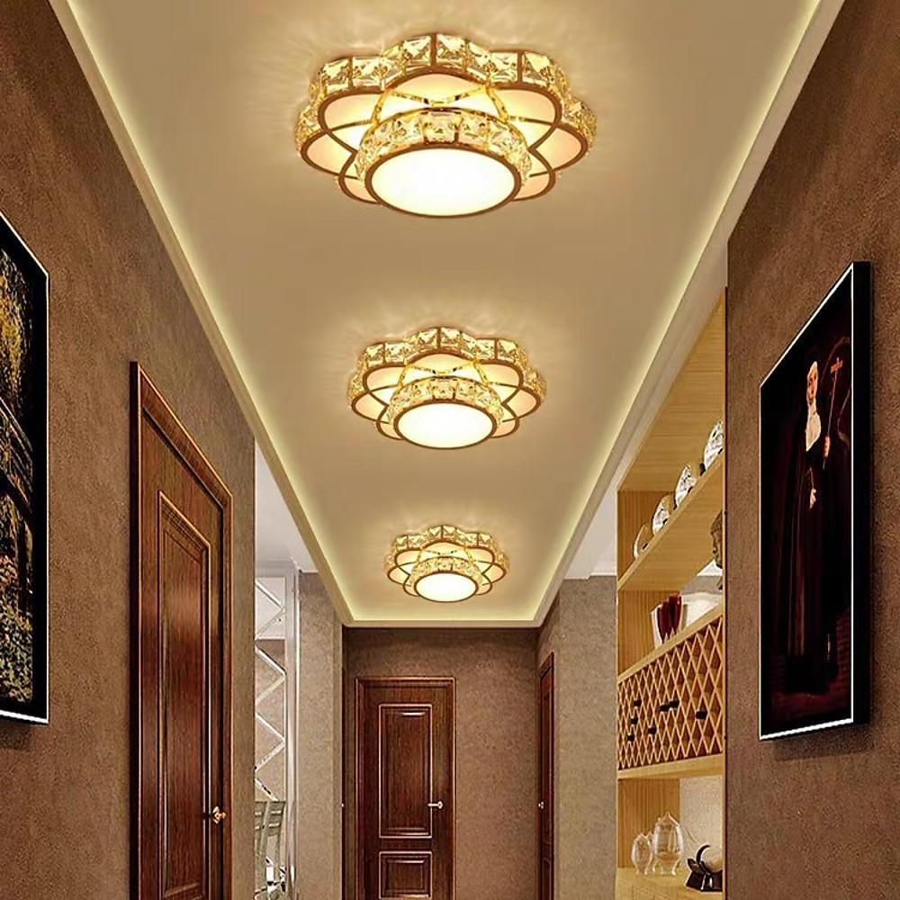Flower-Effect Crystal Flush-Mount Ceiling Light — Metal, LED, 8" Diameter, 3000K / 6000K / RGB