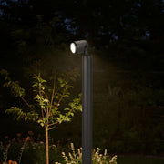 Minimalist LED Garden Spotlight — Die-Cast Aluminum, Sand Gray, OSRAM 6W or CREE 12W, 3000K, IP65, 39" Hardwired Ground Mount