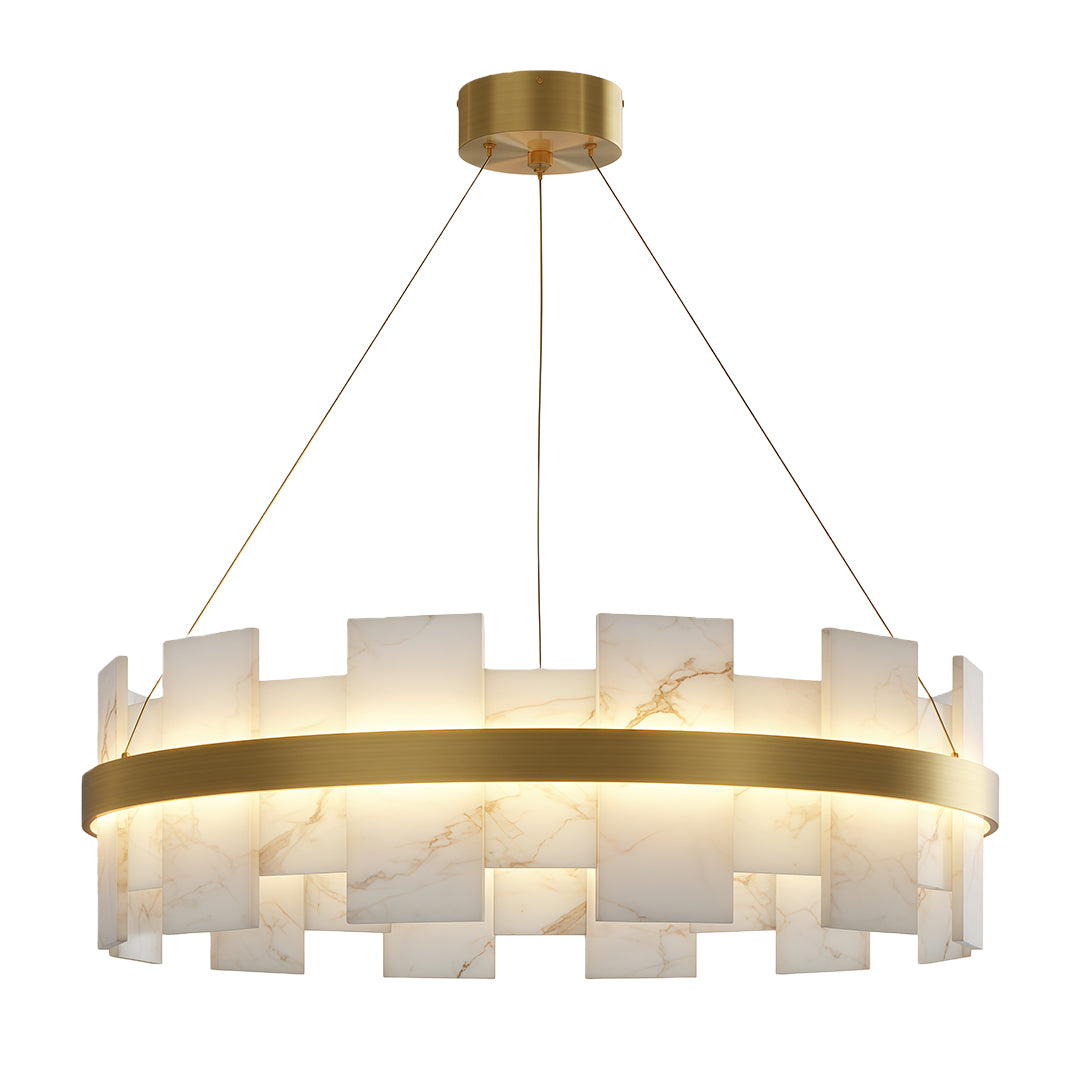 Cloud Stone Modern Chandelier — Solid Brass, 3000K/4000K/6000K, 47.2" Chain, Brass / Nickel / Black