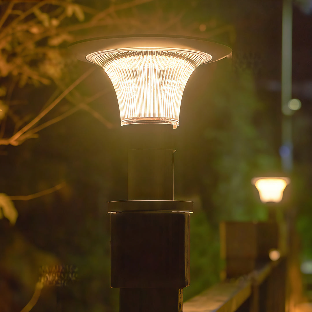 Solar Post Cap Light — Black Die-Cast Aluminum, 5W LED, Dual Color Temperature (3000K/6000K), IP65 Weatherproof