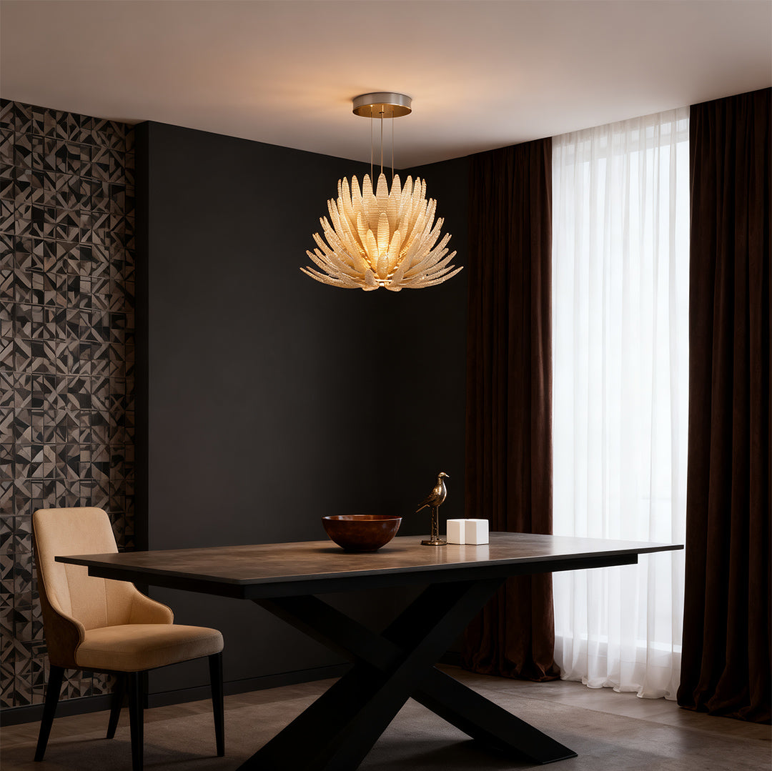 Art Deco Chandelier — Chrome Stainless Steel and Clear Glass, LED 3000K, 23.6" or 27.6", 59.1" Adjustable Chain
