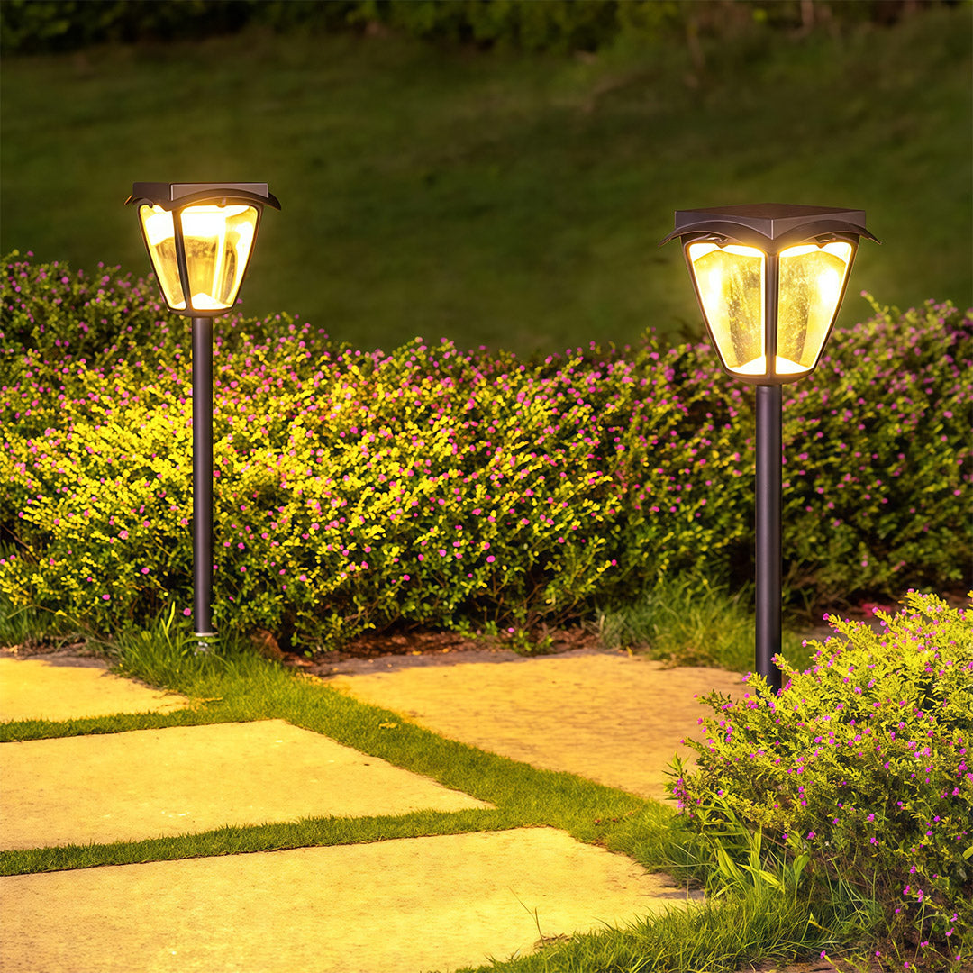 Solar Path Light — Black Aluminum, LED, Dual Color Temperature (3000K/6000K), IP65 Weatherproof