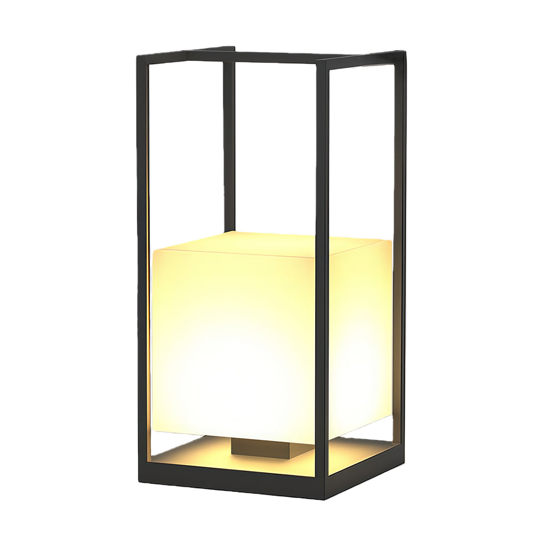 Contemporary Outdoor Lantern — Black Stainless Steel & Acrylic, LED, IP65, Solar or Plug-in, 2200mAh, Dusk-to-Dawn