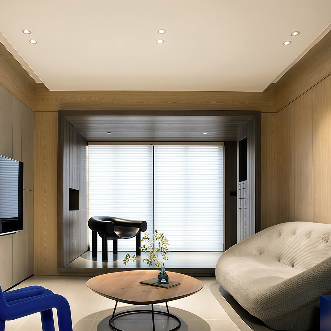 Deep-Bowl Recessed Spotlight — Aluminum, 8W LED, 15° Beam, 30° Adjustable, 3000K, Black / White