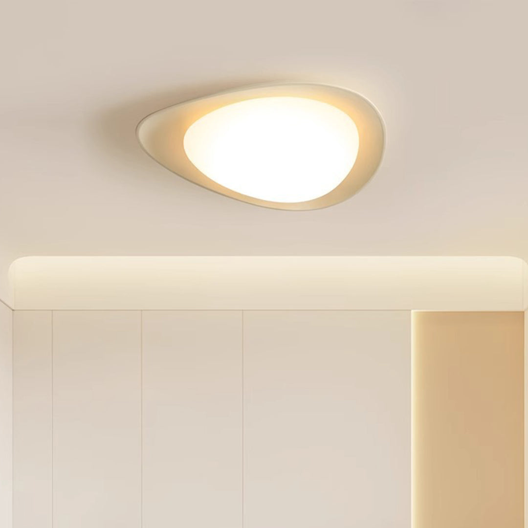 Pebble Flush-Mount Ceiling Light — Resin & PE, Full Spectrum LED, 3-Step Dimming, 18" / 24", 24W / 36W