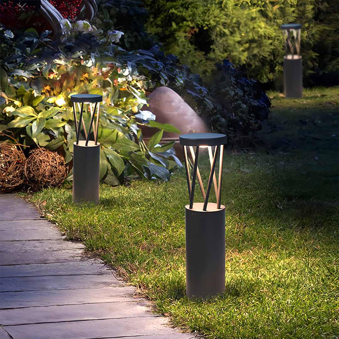 Modern Outdoor Bollard Path Light — Sand-Black Aluminum, LED, IP54, 300mm or 500mm