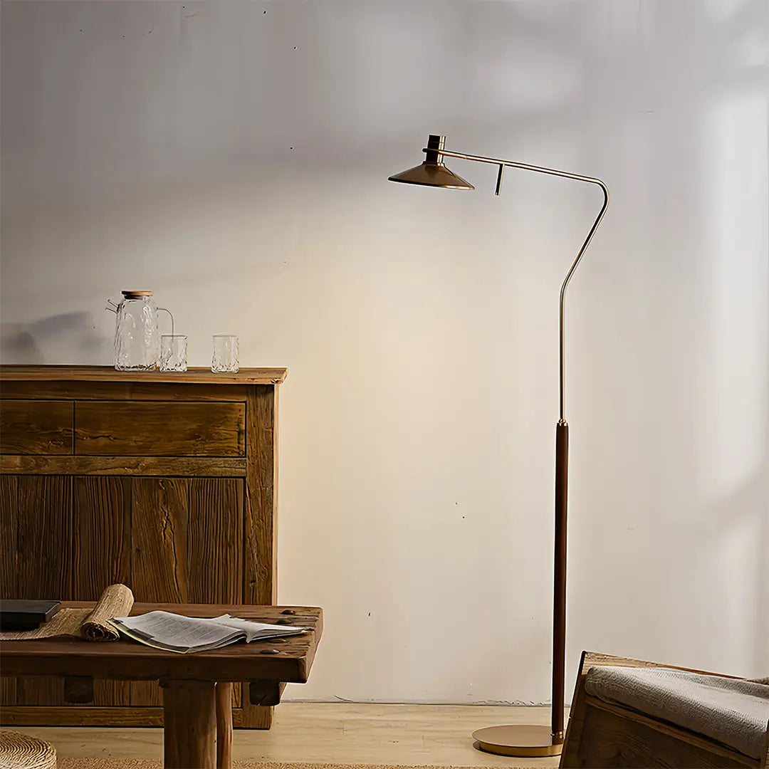 Adjustable Vintage Gold Floor Lamp - Tall Industrial Mid-Century Design Luxe