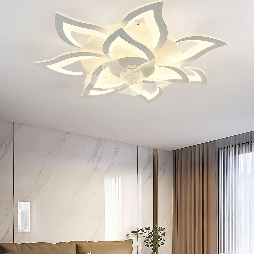 Modern White Ceiling Fan with Light and Remote Control - Dimmable Design Luxe