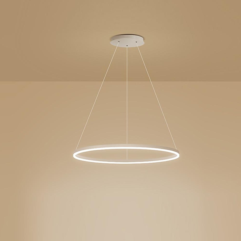 Modern Black LED Ring Chandelier — Aluminum, Acrylic Diffuser, Three-Color Dimmable, 16"/24"/31"