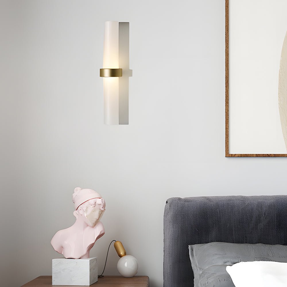 warm white modern frosted glass tube 1 light wall sconce for living room