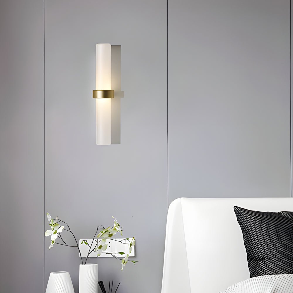 warm white modern frosted glass tube 1 light wall sconce for living room