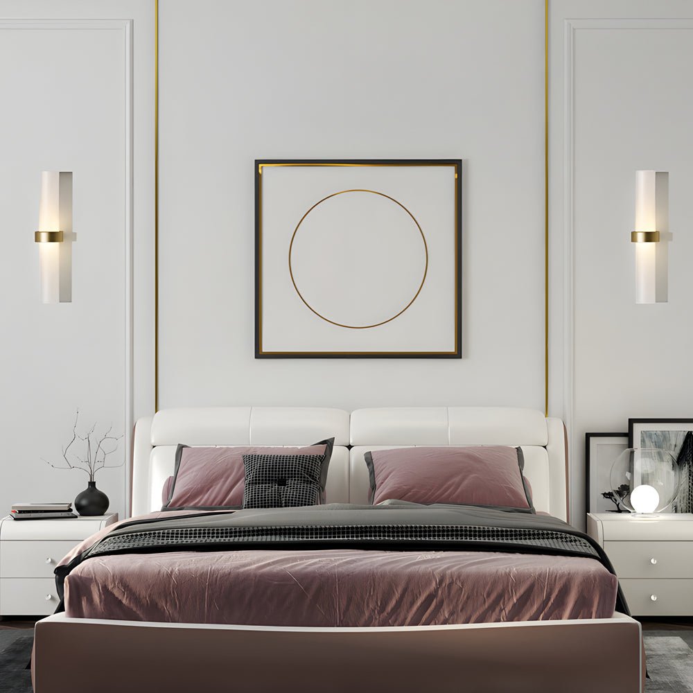 warm white modern frosted glass tube 1 light wall sconce for living room