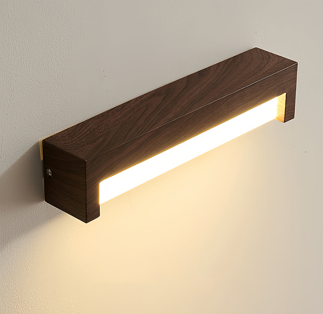 Wood Grain Wall Sconce — Iron with Acrylic Shade, LED, 3-Step Dimming, 35cm / 50cm
