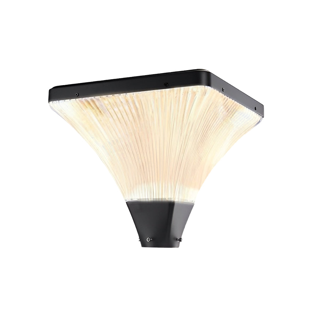 Modern Square Striped Outdoor Street Light — Die-Cast Aluminum, Solar / Hardwired, IP65, Remote Control, Dual Color Temperature