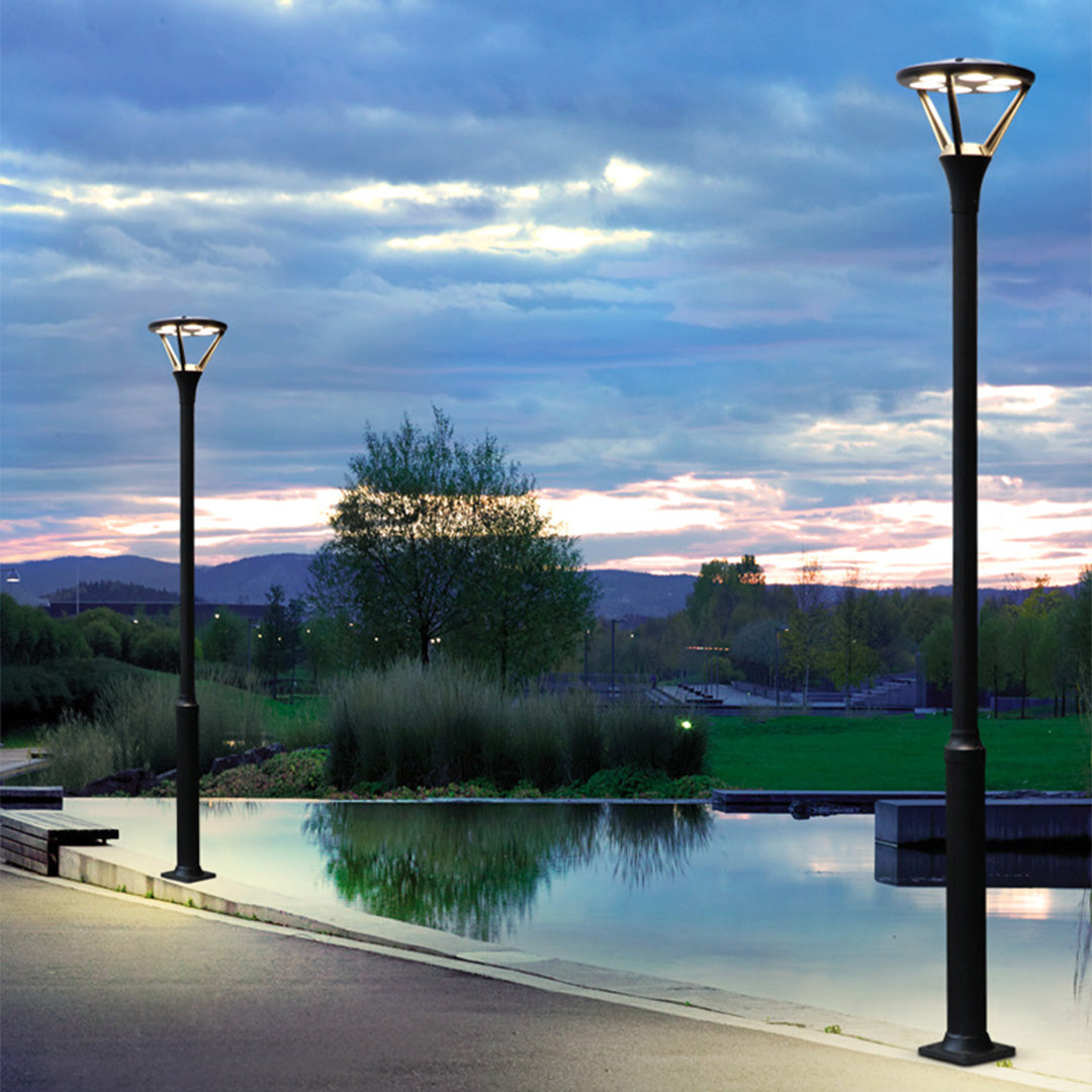 Modern Minimalist LED Outdoor Lamp Post — Die-Cast Aluminum, 48W OSRAM, 3000K, IP65, 10-Foot