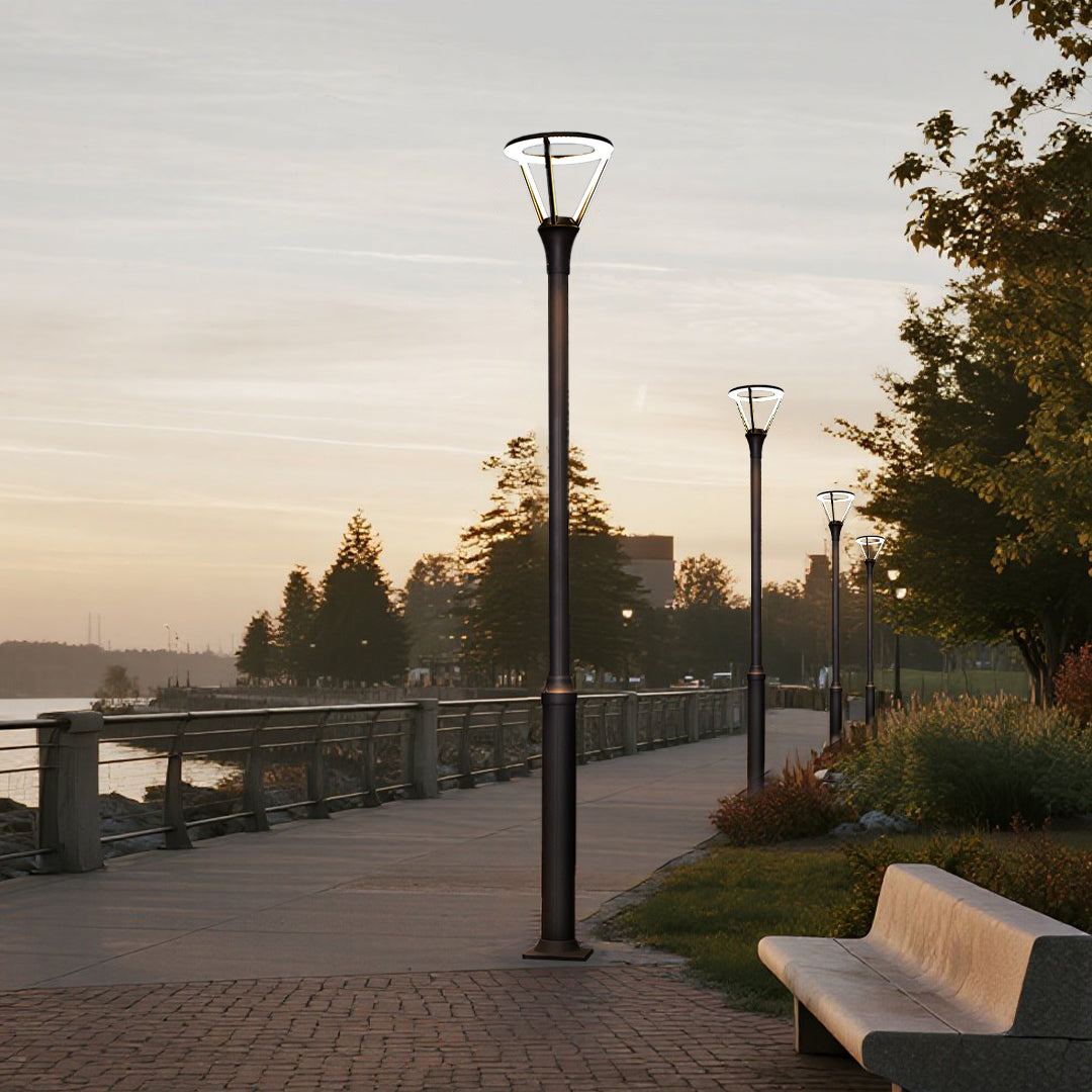 Modern Minimalist Outdoor Post Light — Black Aluminum, 48W OSRAM LED, 3000K, IP65, 3-Meter Pole