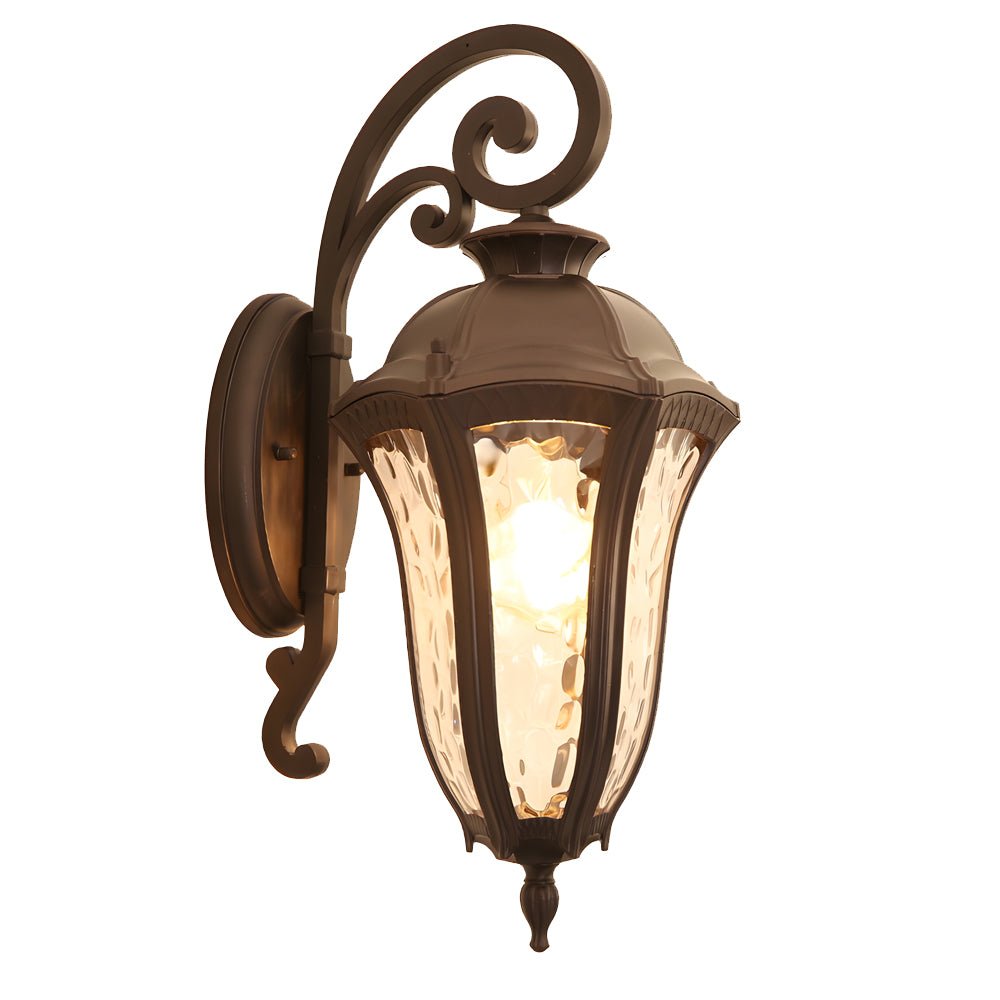 Modern Vintage Outdoor Wall Sconce — Die-Cast Aluminum, Water-Patterned PC Shade, IP23 Weatherproof