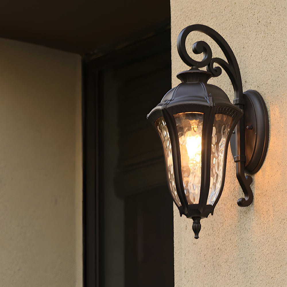 Modern Vintage Outdoor Wall Sconce — Die-Cast Aluminum, Water-Patterned PC Shade, IP23 Weatherproof