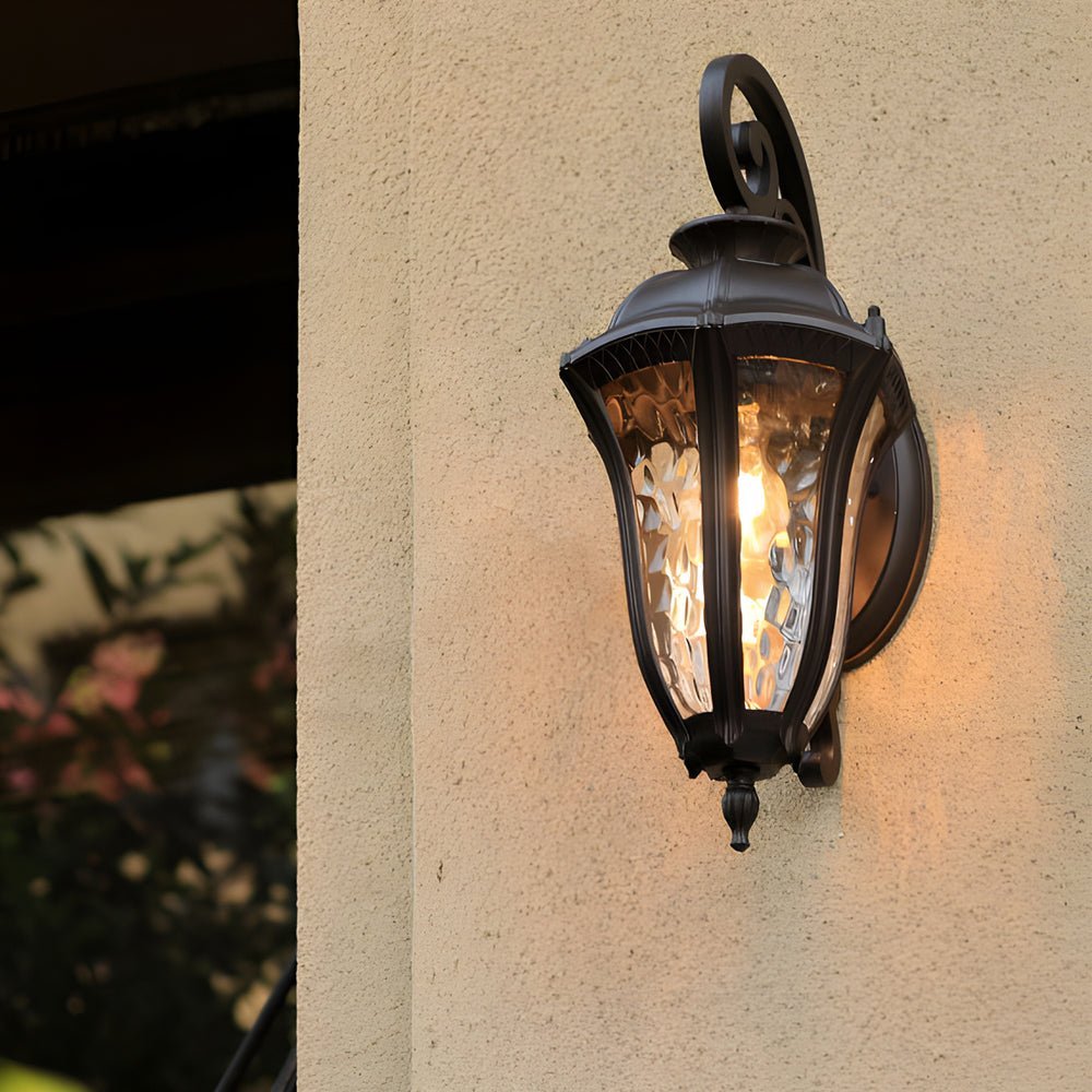 Modern Vintage Outdoor Wall Sconce — Die-Cast Aluminum, Water-Patterned PC Shade, IP23 Weatherproof
