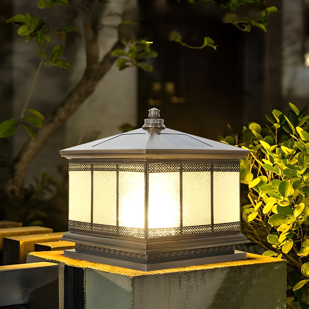 Retro Copper Solar Pillar Light — Solid Copper, Antique Bronze, E27, IP65 Weatherproof, Dual Power, 3 Sizes