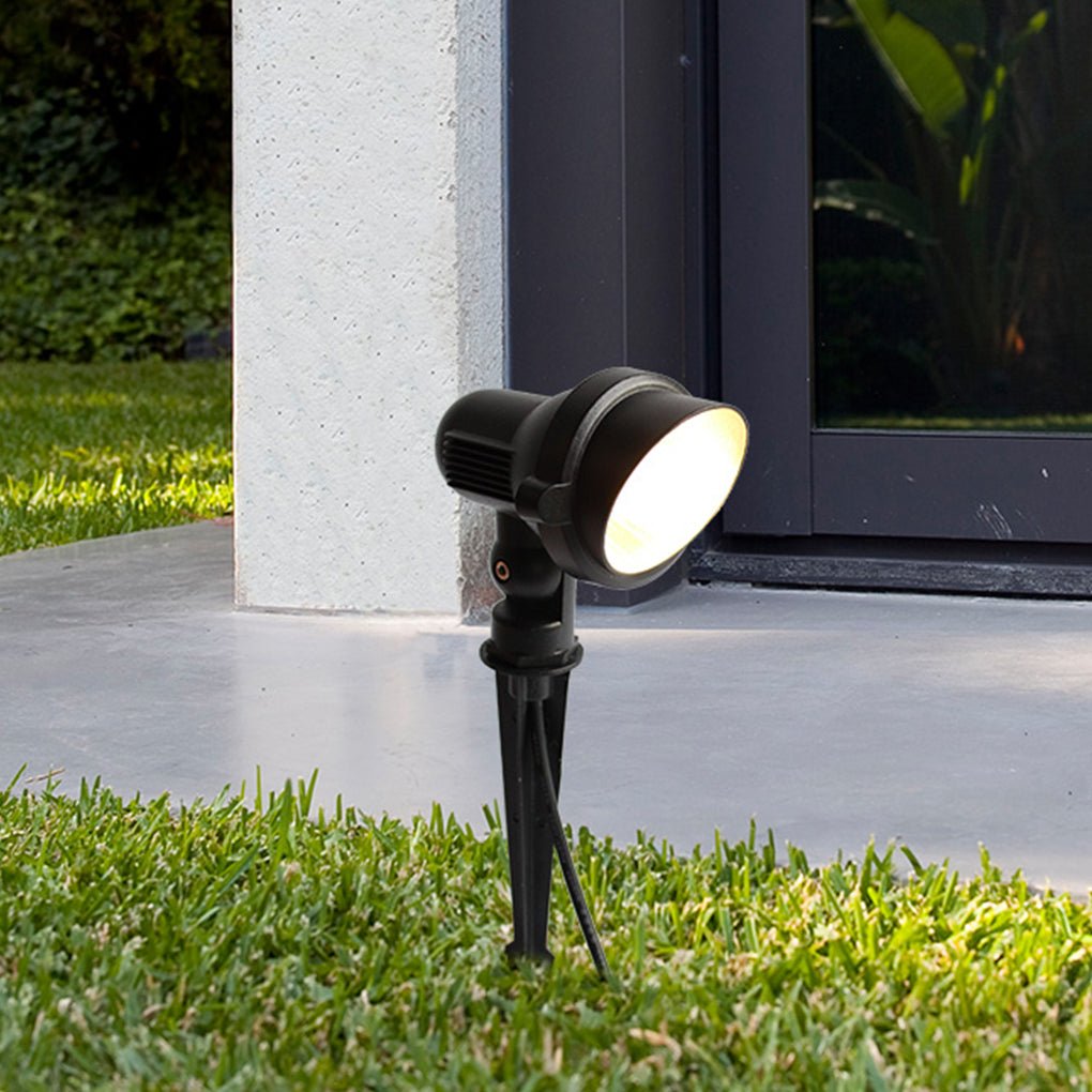 Ground-Insert Outdoor Spotlight — Die-Cast Aluminum, LED, Waterproof, Black