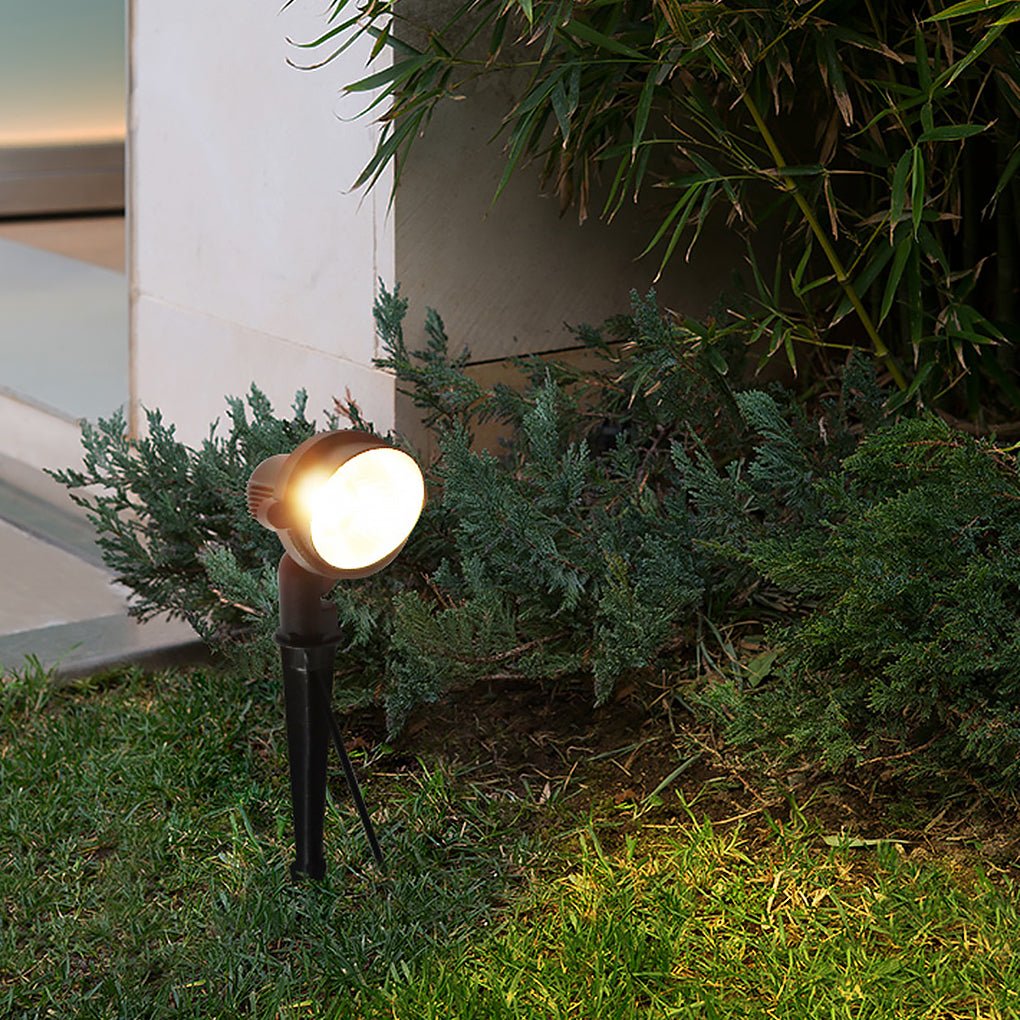 Ground-Insert Outdoor Spotlight — Die-Cast Aluminum, LED, Waterproof, Black